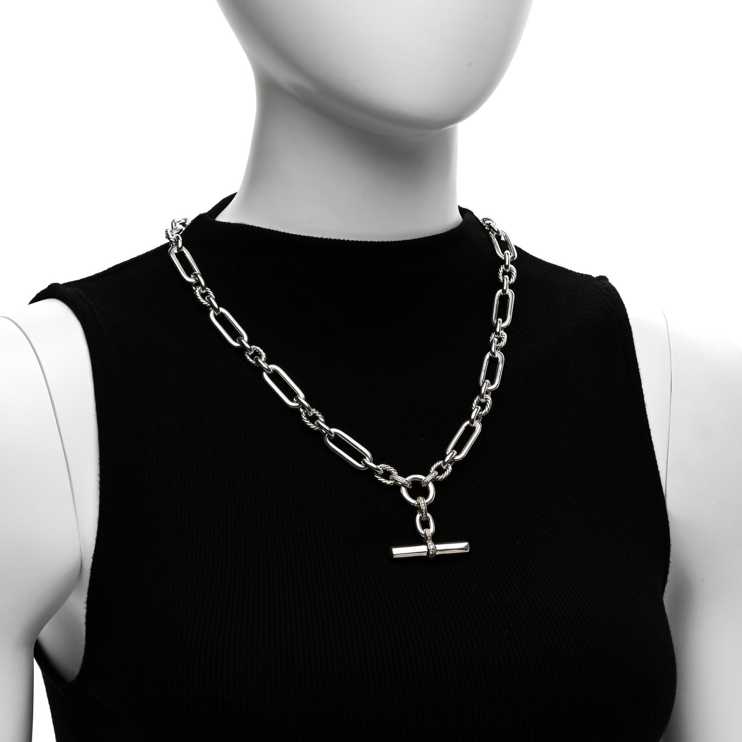 Sterling Silver Diamond 9.8mm Lexington Chain Necklace 21"