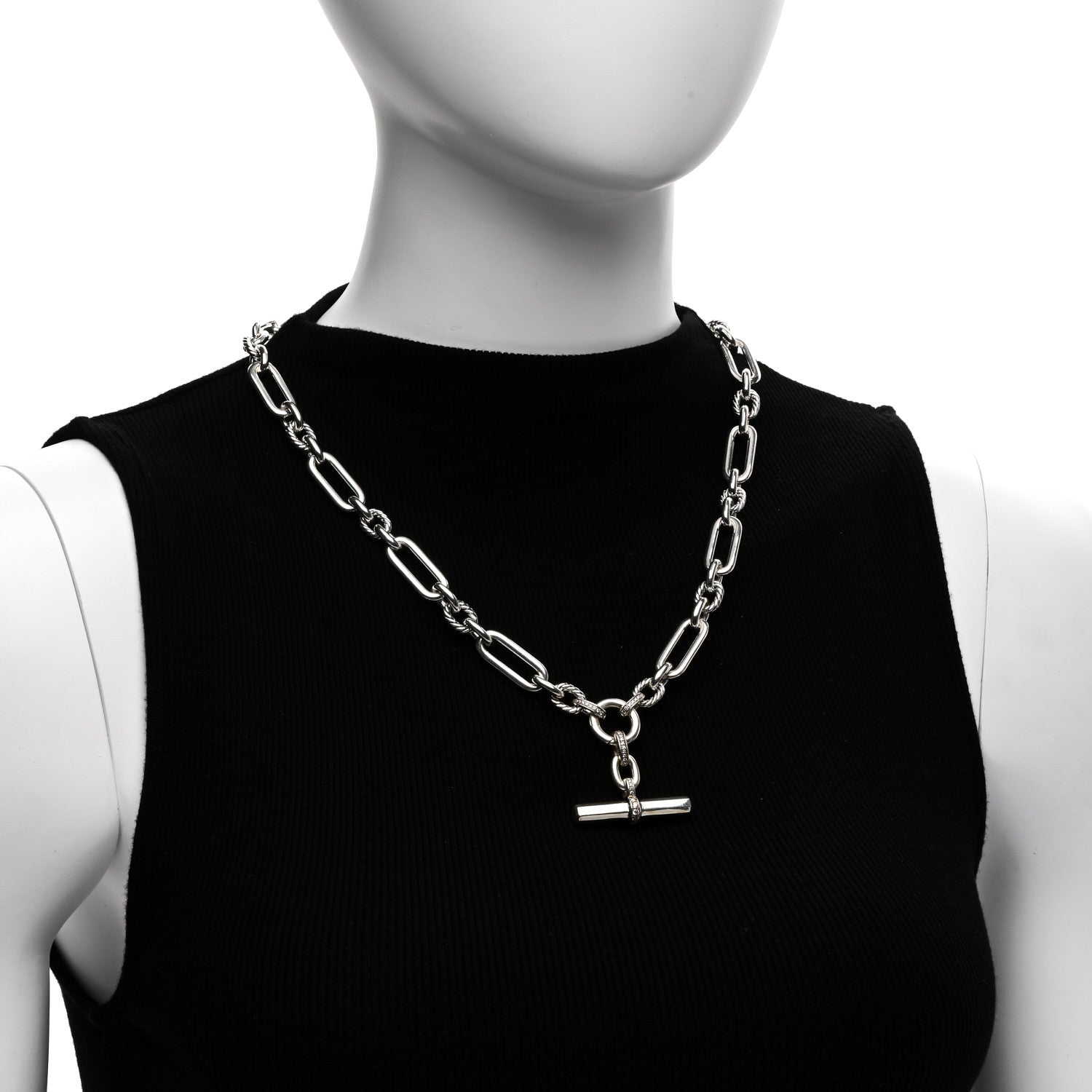David Yurman Sterling Silver Diamond 9.8mm Lexington Chain Necklace 21" 2 of 4