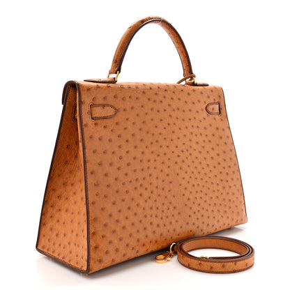 Hermes Ostrich Kelly Sellier 32 Gold 3 of 14