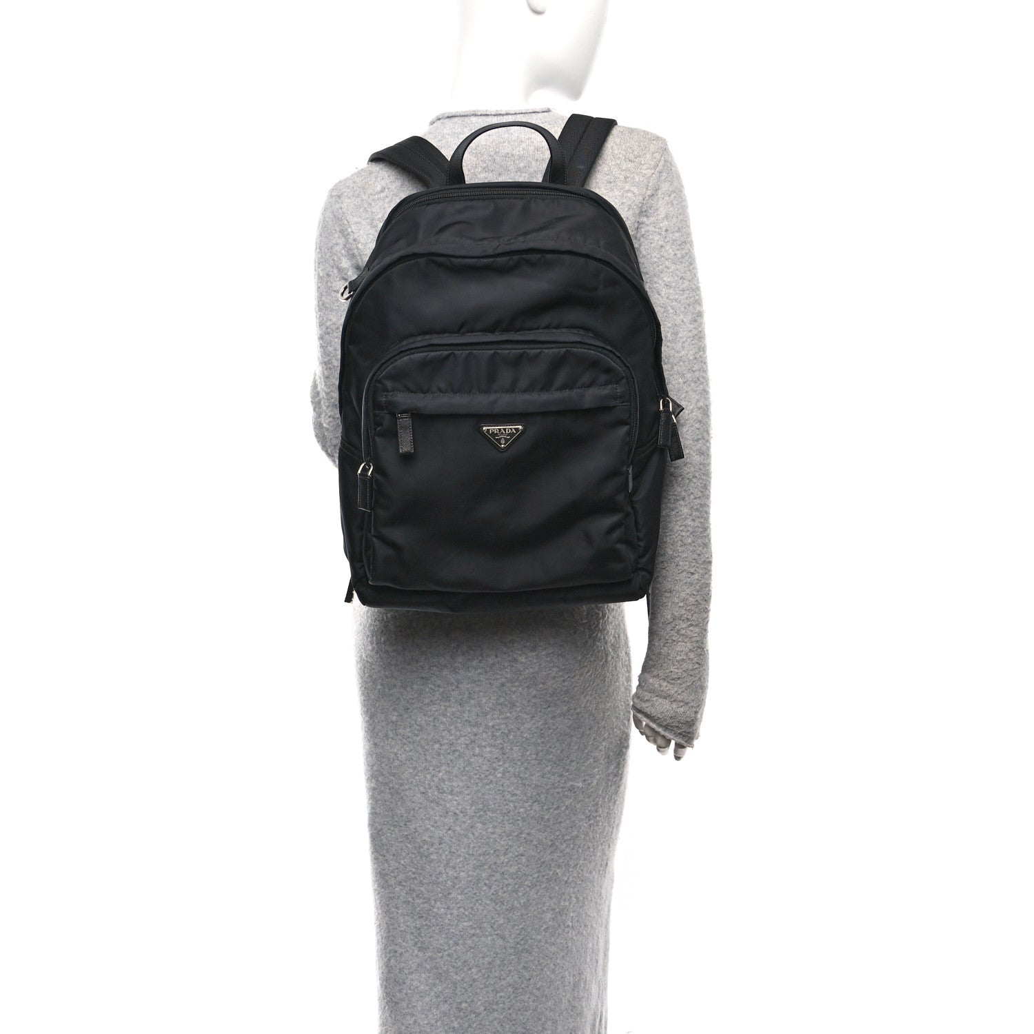 Prada Re-Nylon Saffiano Zip Backpack Black 2 of 9