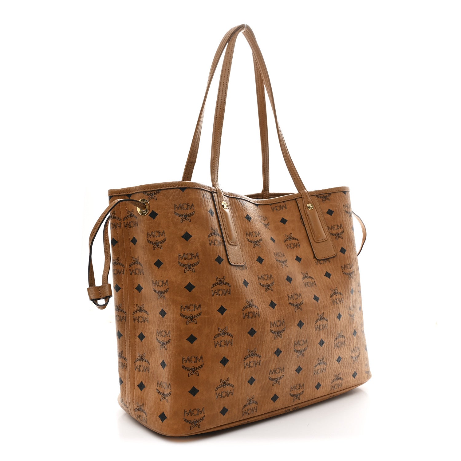 MCM Visetos Medium Liz Reversible Shopper Tote Cognac 4 of 16