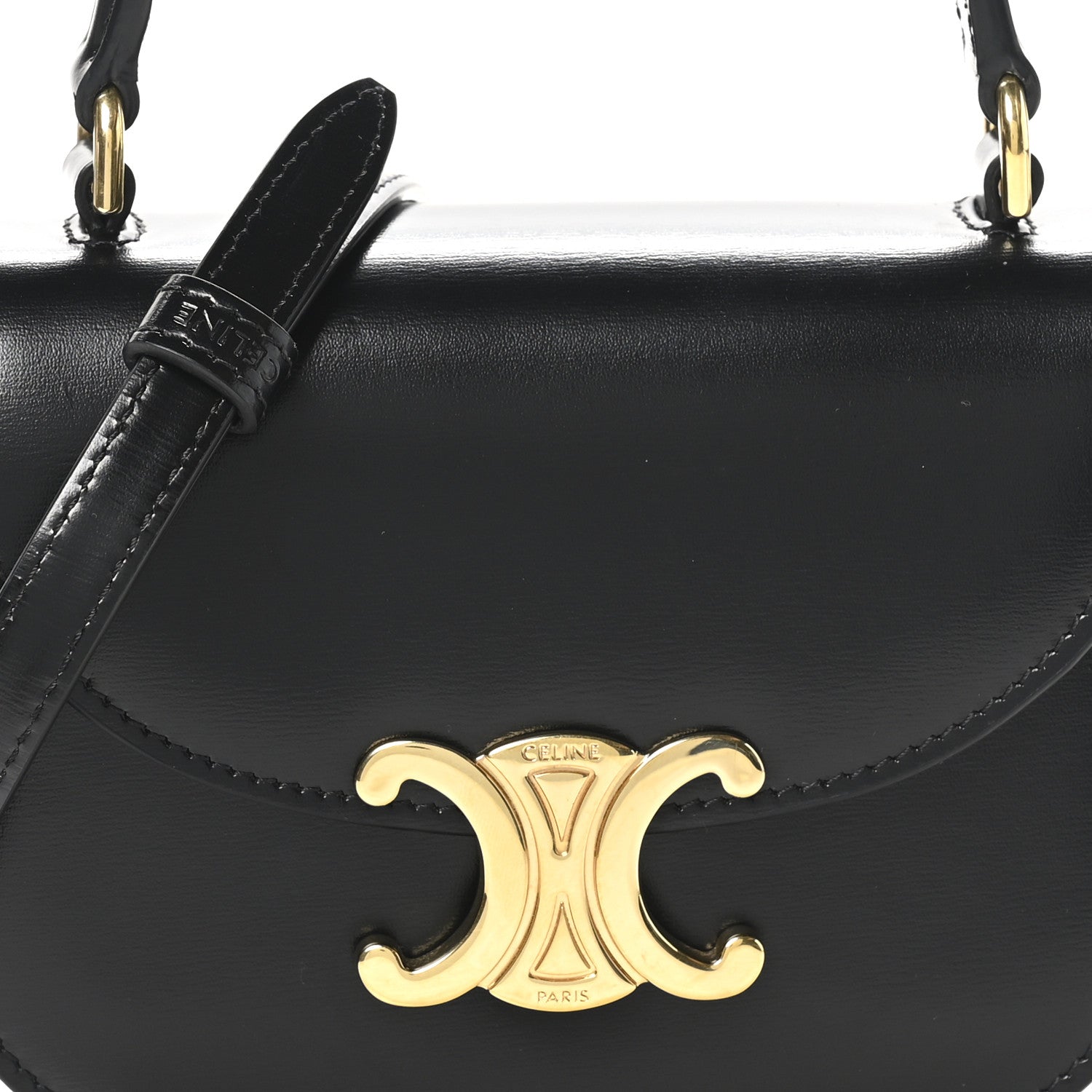Celine Shiny Calfskin Triomphe Mini Besace Clea Black 7 of 9