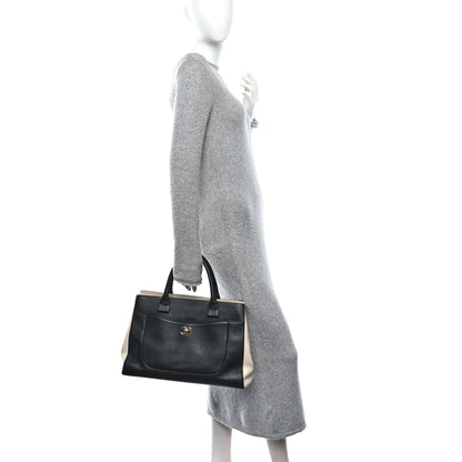 Chanel Grained Calfskin Medium Bi-Color Neo Executive Shopper Tote Black Beige 3 of 11