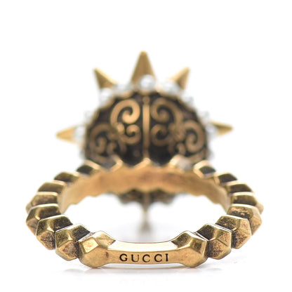 Gucci Metal Pearl Studded Ring M Aged Gold 4 of 6