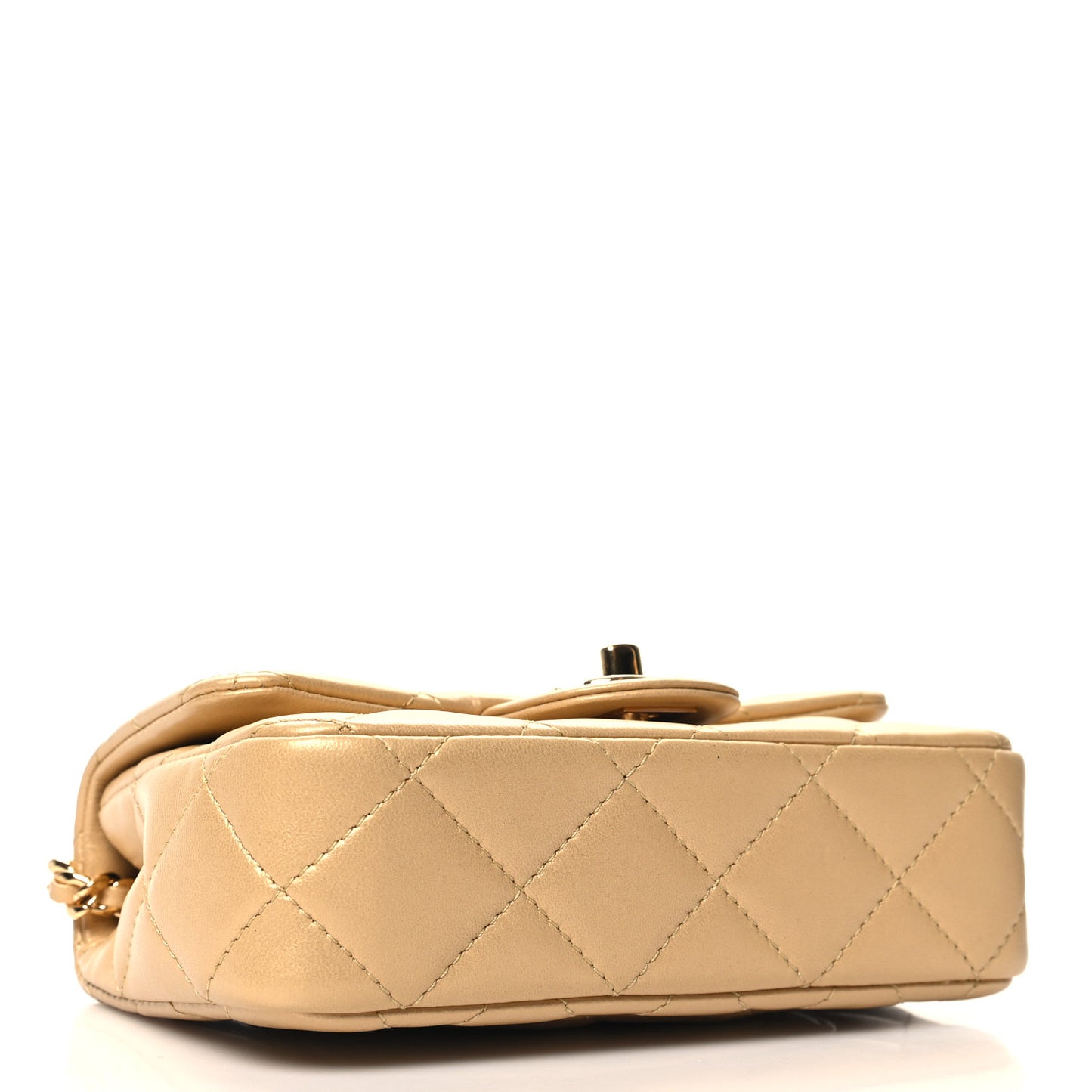 Metallic Lambskin Resin Quilted Top Handle Mini Flap Gold