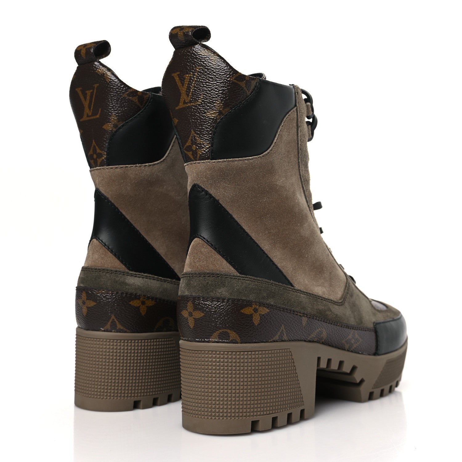 Louis Vuitton Suede Calfskin Monogram Laureate Platform Desert Boots 40 Taupe 4 of 7