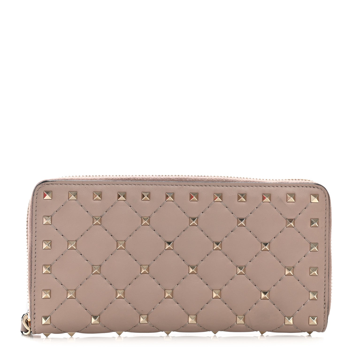 Valentino Garavani Nappa Rockstud Spike Zip Around Wallet Poudre 1 of 8