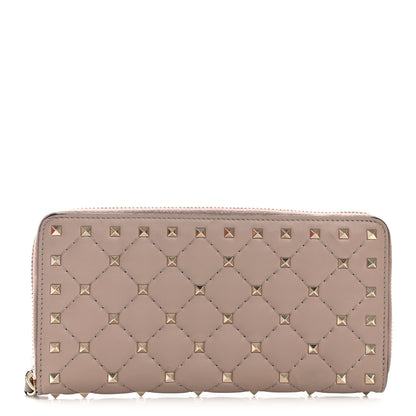 Valentino Garavani Nappa Rockstud Spike Zip Around Wallet Poudre 1 of 8