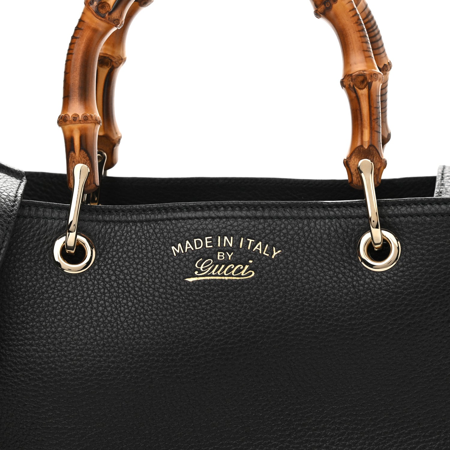 Gucci Pebbled Calfskin Medium Bamboo Shopper Tote Black 8 of 10