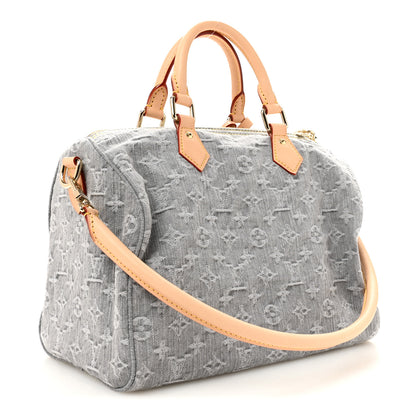 Louis Vuitton Monogram Denim Speedy Soft 30 Washed Gray 3 of 10
