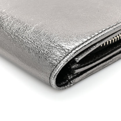 Saint Laurent Metallic Calfskin Monogram Belle De Jour Clutch Silver 12 of 16