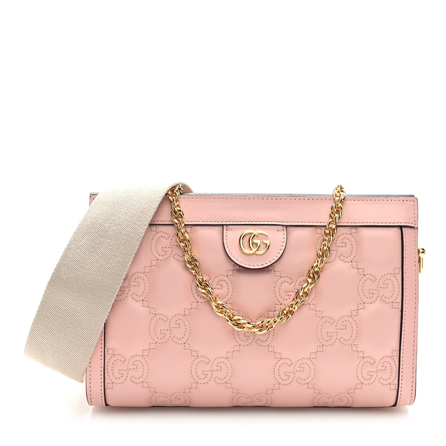 Calfskin GG Matelasse Small Slim Chain Shoulder Bag Perfect Pink Natural
