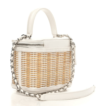 Chanel Calfskin Raffia Small Vanity Case Bag White Beige 3 of 15