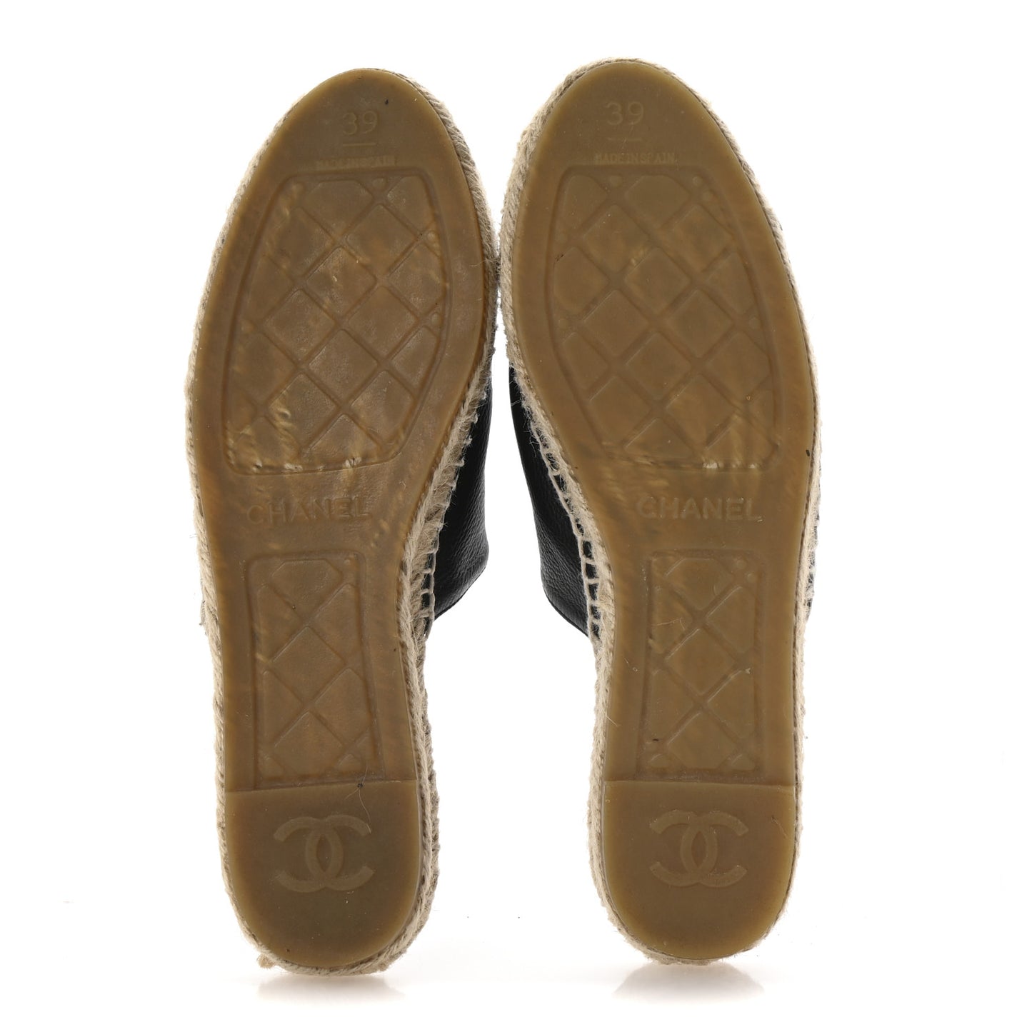 Calfskin CC Espadrille Mules 39 Black
