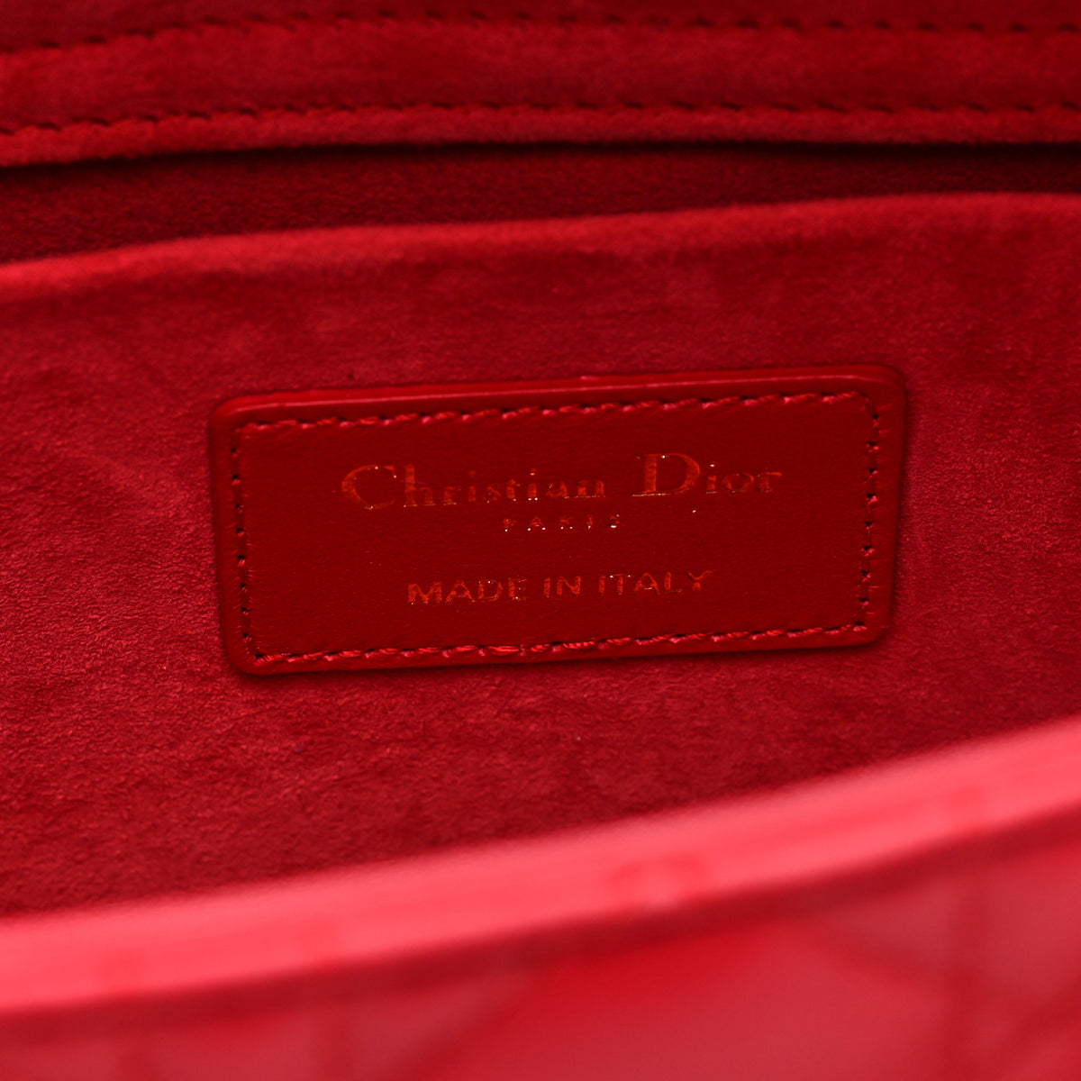 Lambskin Cannage Medium Lady D-Joy Flame Scarlet