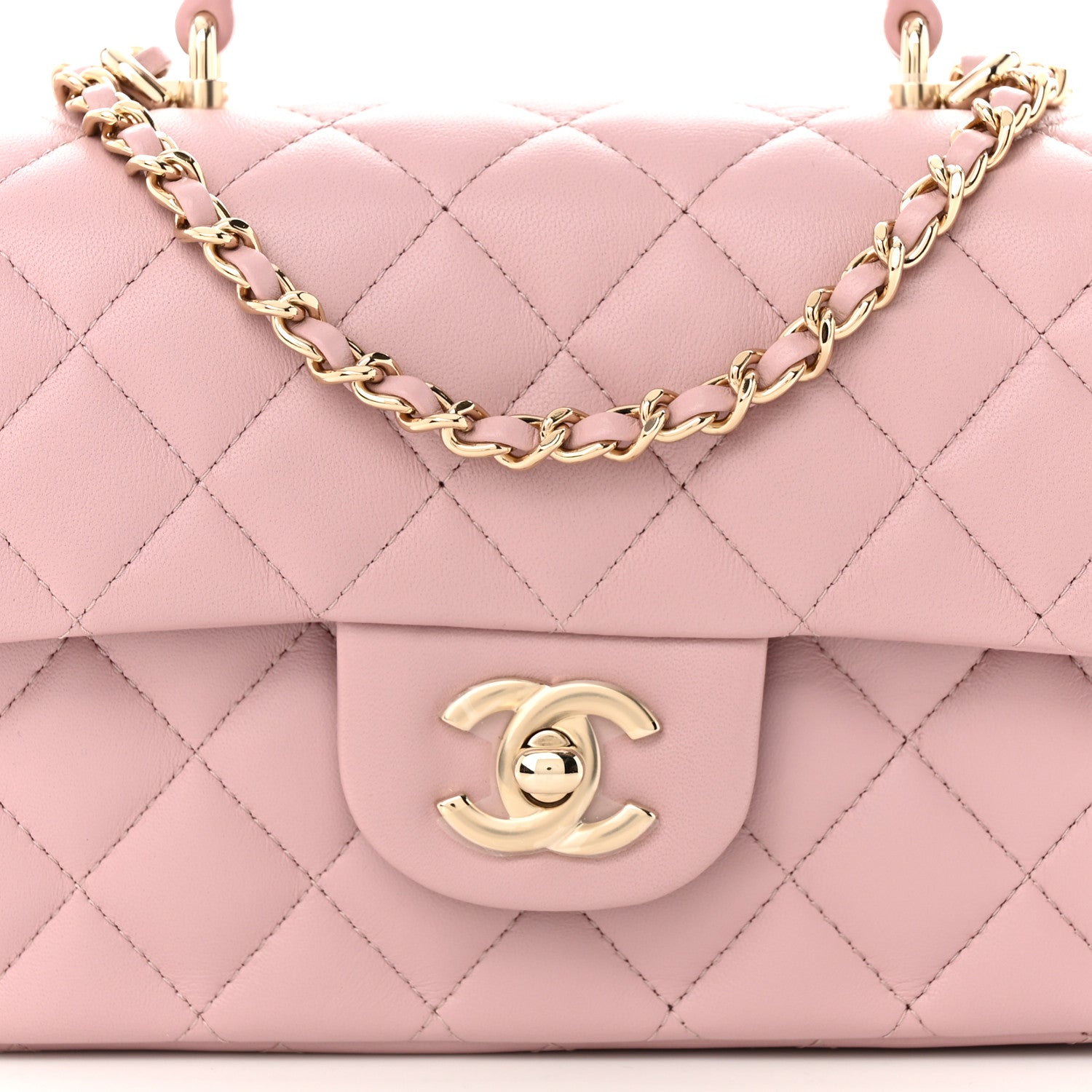 Chanel Lambskin Quilted Mini Top Handle Rectangular Flap Light Pink 8 of 11