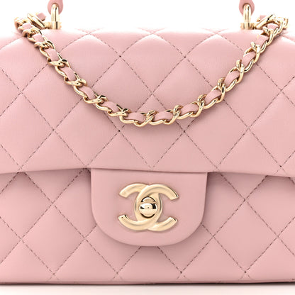 Chanel Lambskin Quilted Mini Top Handle Rectangular Flap Light Pink 8 of 11