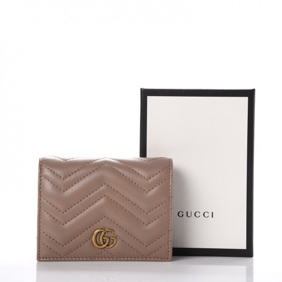 Gucci Calfskin Matelasse GG Marmont Card Case Wallet Porcelain Rose 8 of 8