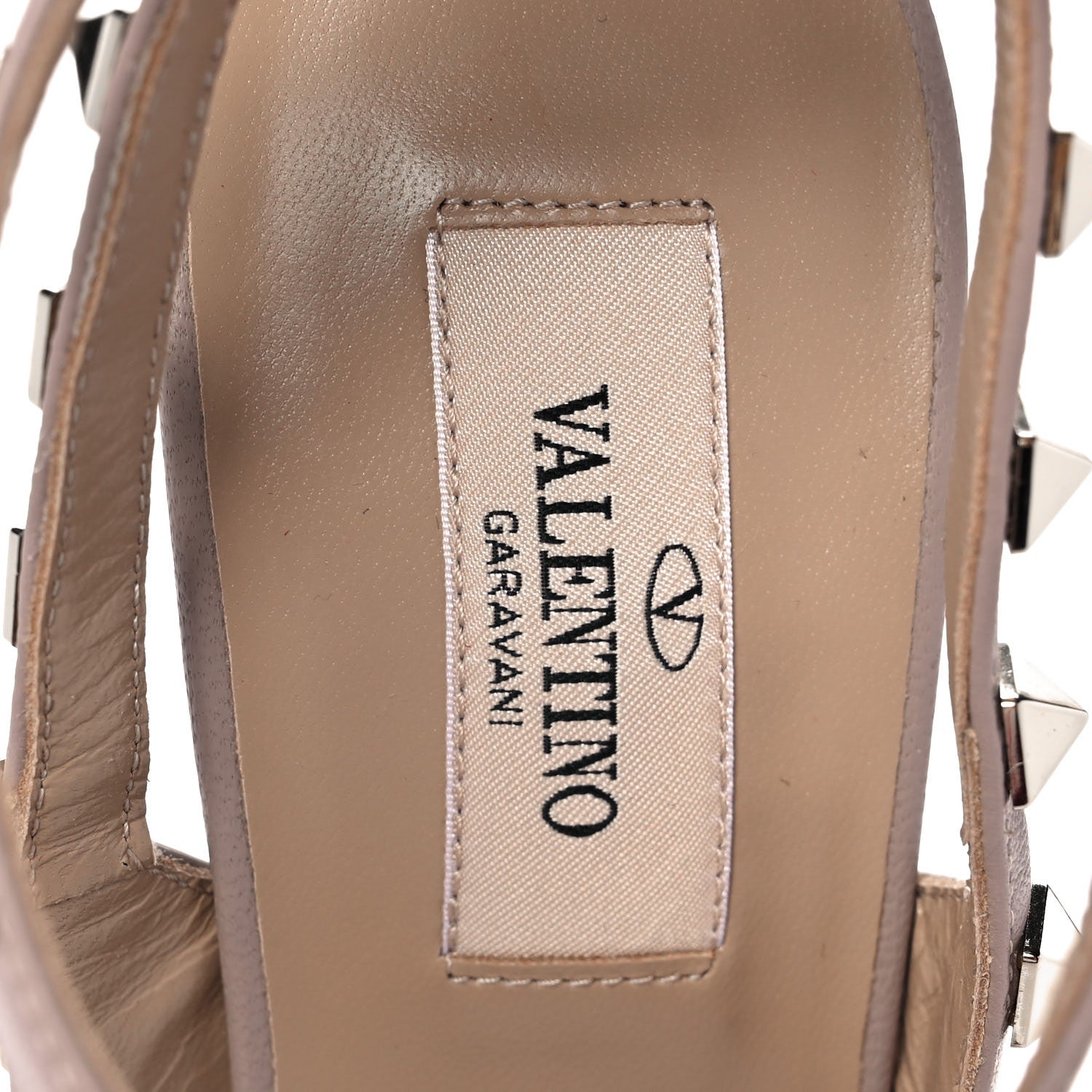 Valentino Garavani Patent Rockstud Ankle Strap Pumps 38.5 Poudre 7 of 9