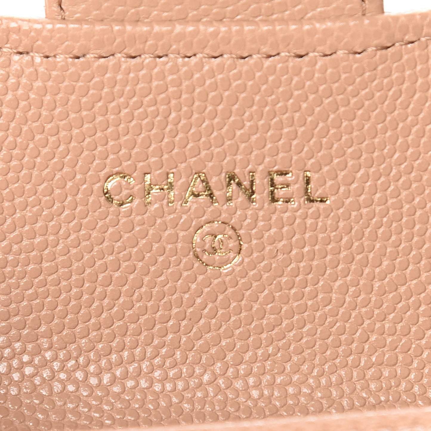 Caviar Quilted Card Holder Wallet Beige