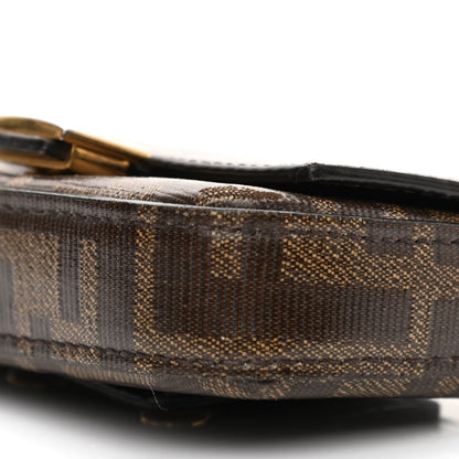 Fendi Glazed Fabric FF 1974 Nano Baguette Belt Charm Mogano Panna 9 of 10