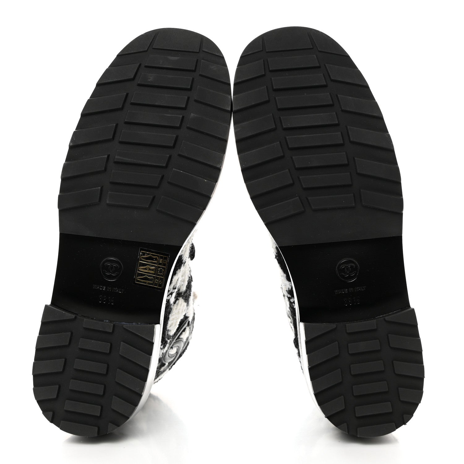 Chanel Tweed Grosgrain Pearl Combat Short Boots 38.5 White Black 5 of 9