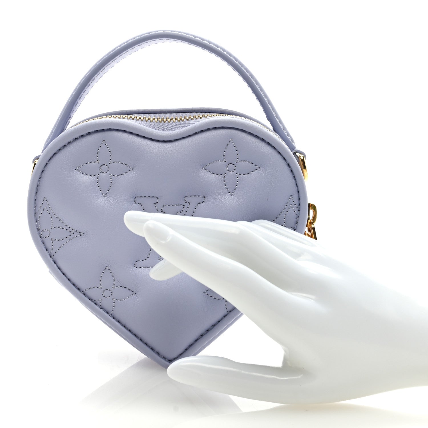 Louis Vuitton Calfskin Embroidered Monogram Pop My Heart Bag Pouch Lilac 2 of 7