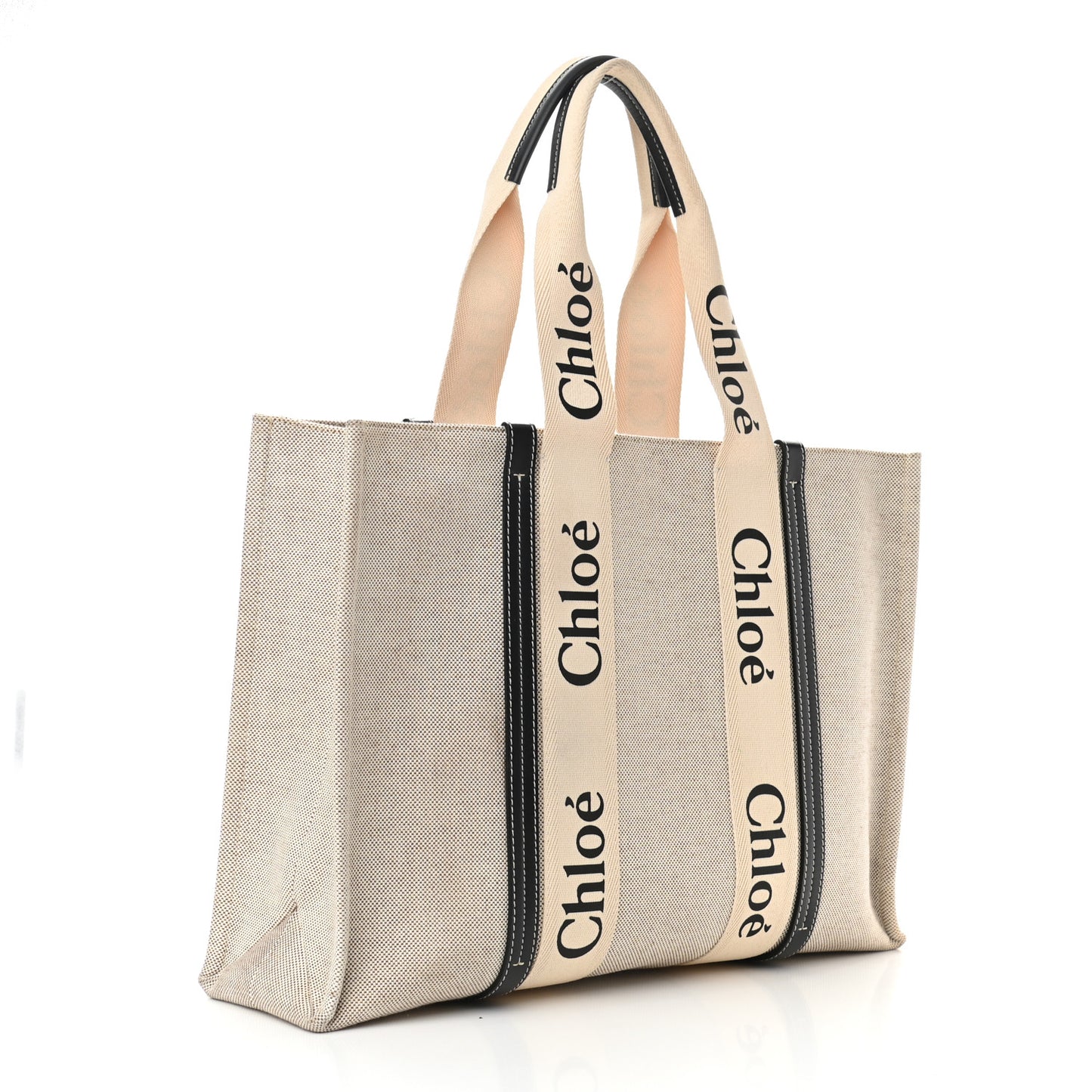 Cotton Calfskin Large Woody Ribbon Tote White Blue