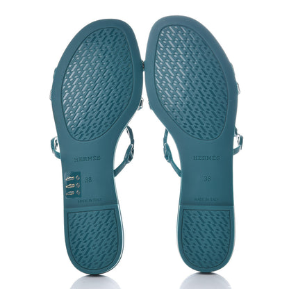 Hermes Rubber Chaine d'Ancre Rivage Sandals 38 Vert d'Ete 5 of 8