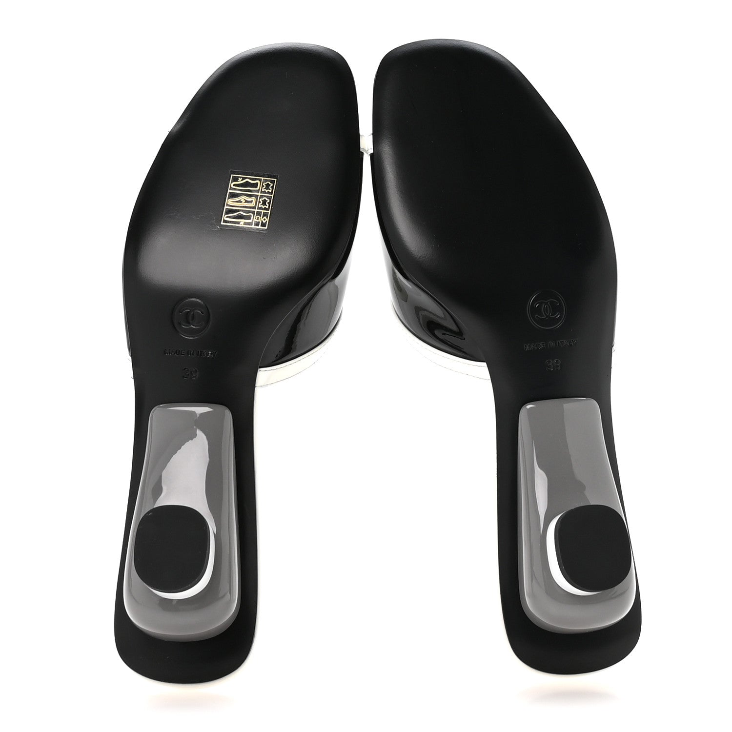 Chanel Patent Calfskin Mules 39 Black White 6 of 9