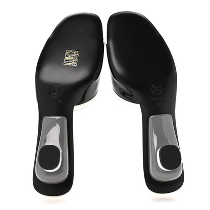 Chanel Patent Calfskin Mules 39 Black White 6 of 9