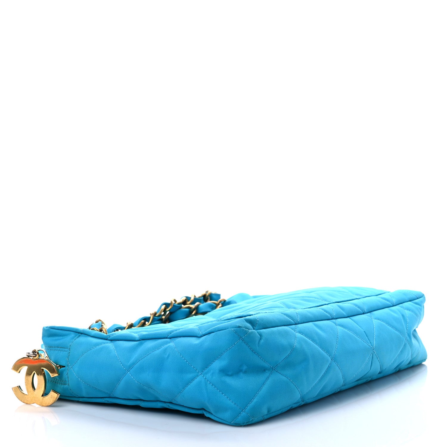 Chanel Canvas Quilted Shoulder Bag Turquoise 4 of 14