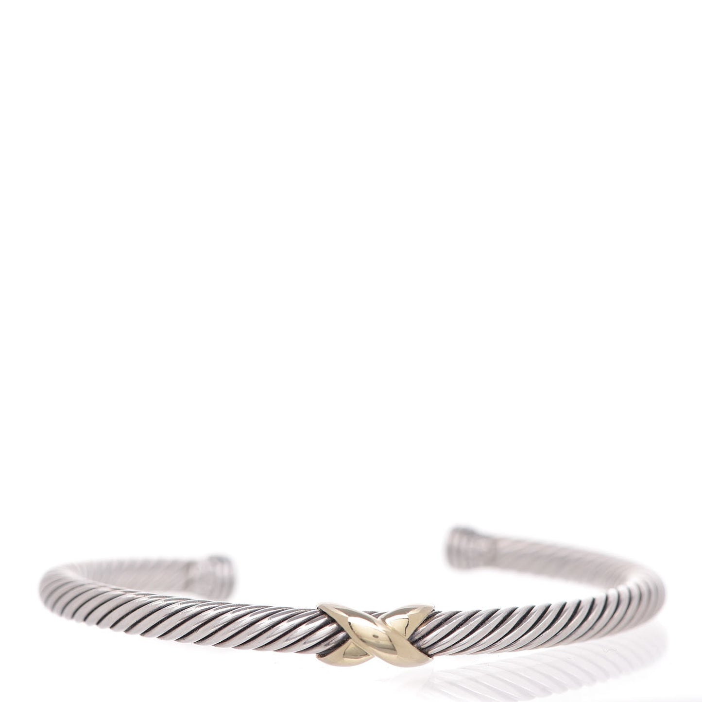 Sterling Silver 14K Yellow Gold 5mm X Station Cable Bracelet