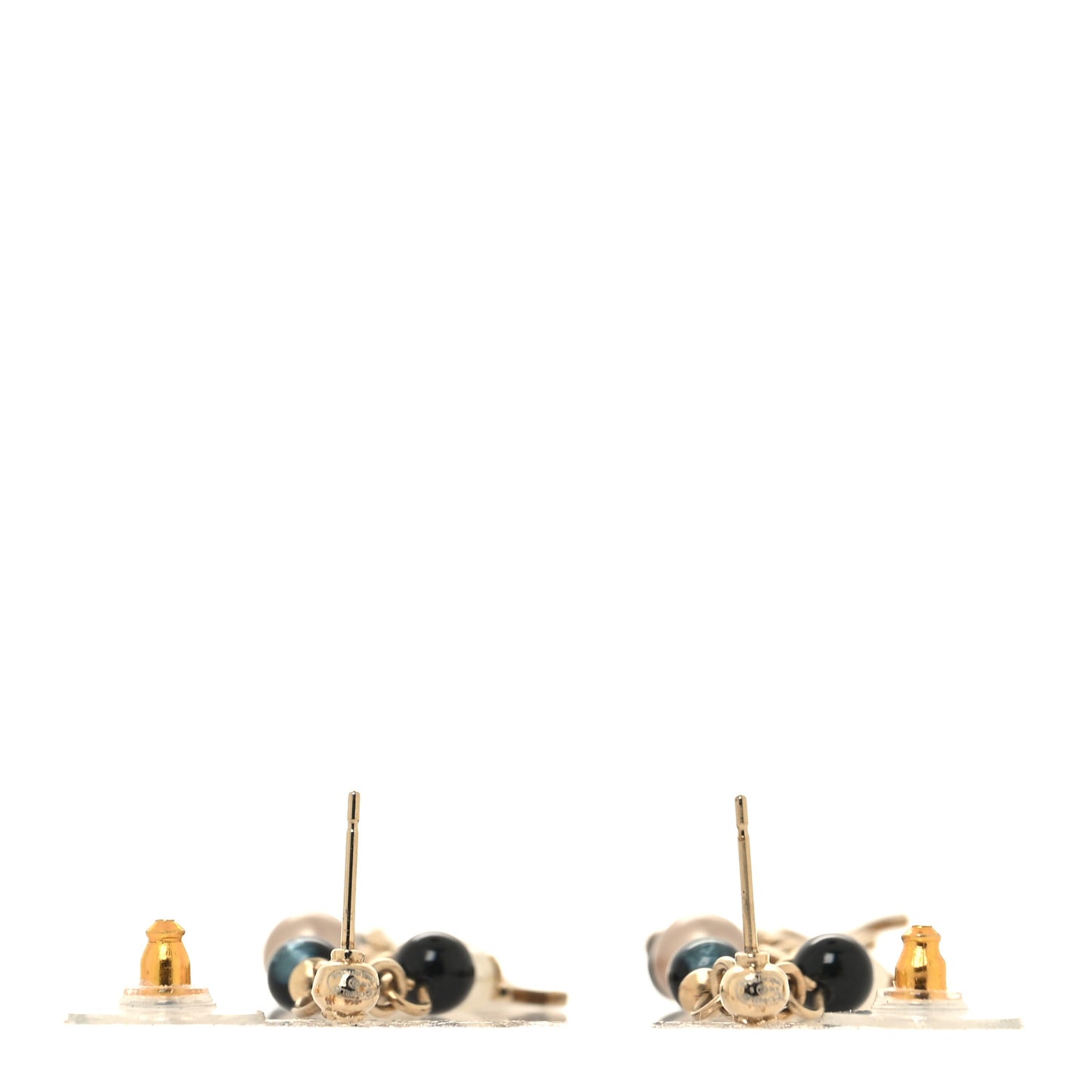 Pearl Bead CC Drop Earrings Gold