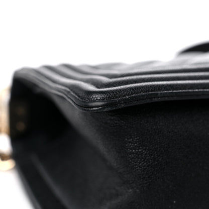 Chanel Caviar Chevron Quilted Medium Boy Flap Black 10 of 13