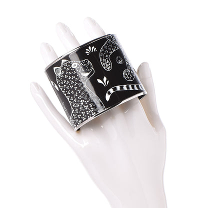 Hermes Enamel Printed Mega Wide Les Leopards Positif Negatif Bracelet 65 Black 2 of 8