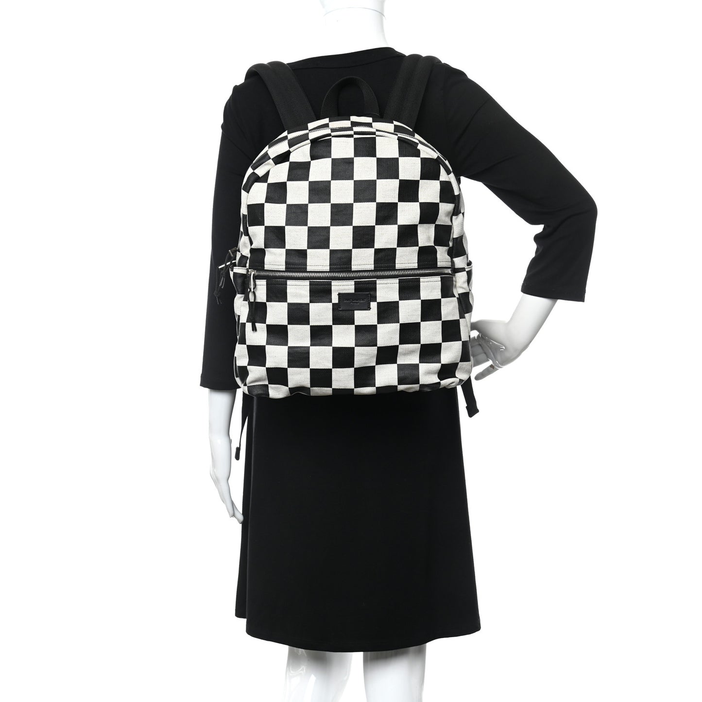 Calfskin Checked Print Nuxx Backpack Black White