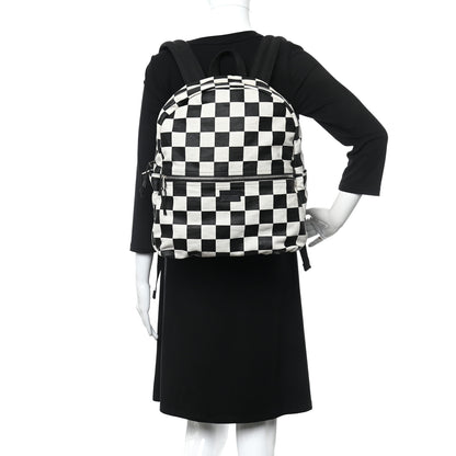 Saint Laurent Calfskin Checked Print Nuxx Backpack Black White 2 of 9