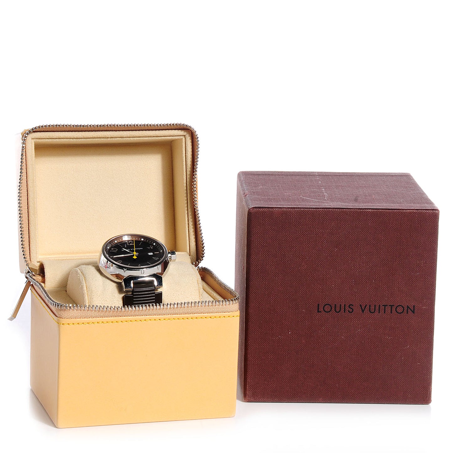 Stainless Steel Rubber 39mm Tambour Quartz Watch Brown