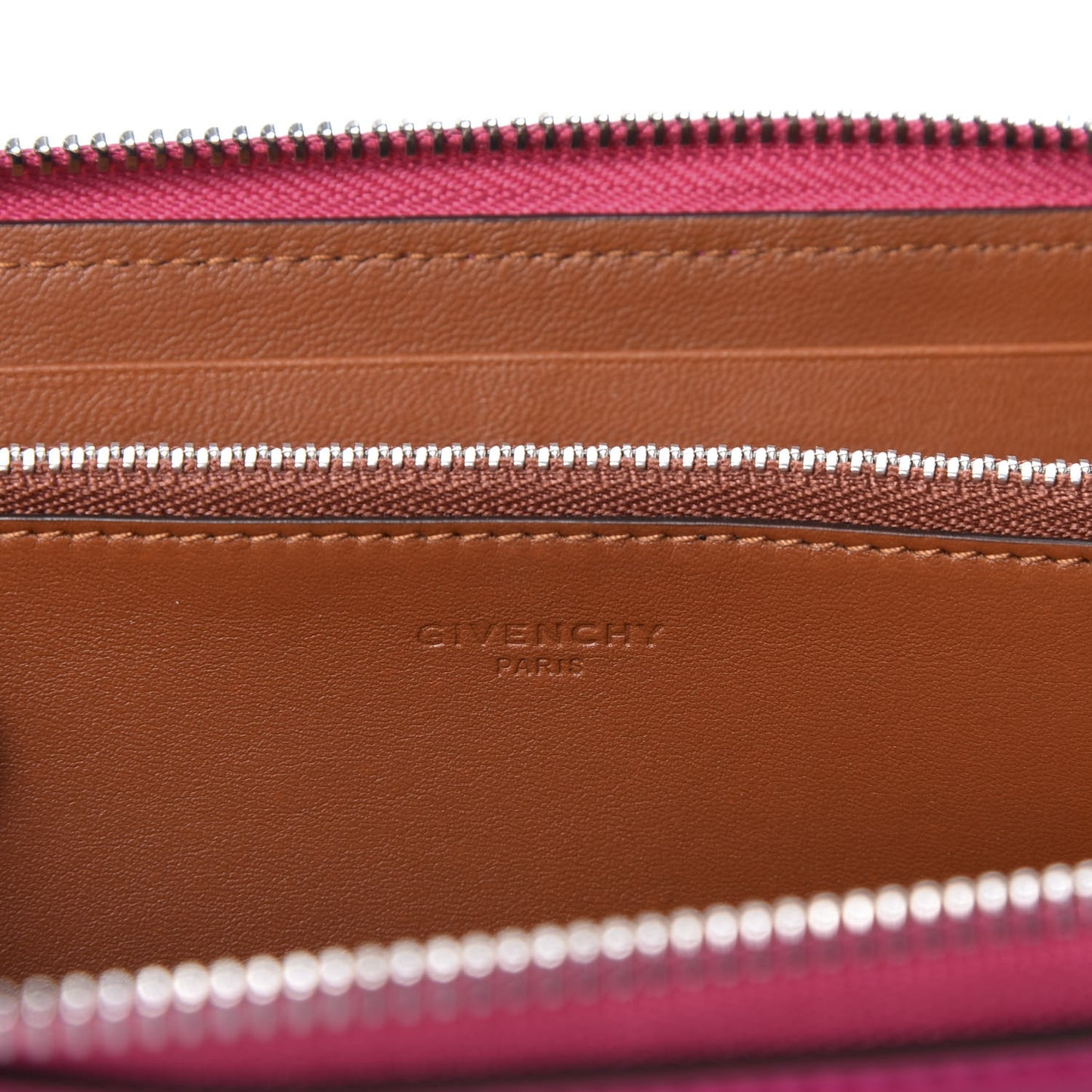 Lambskin Logo Zip Around Wallet Fuchsia