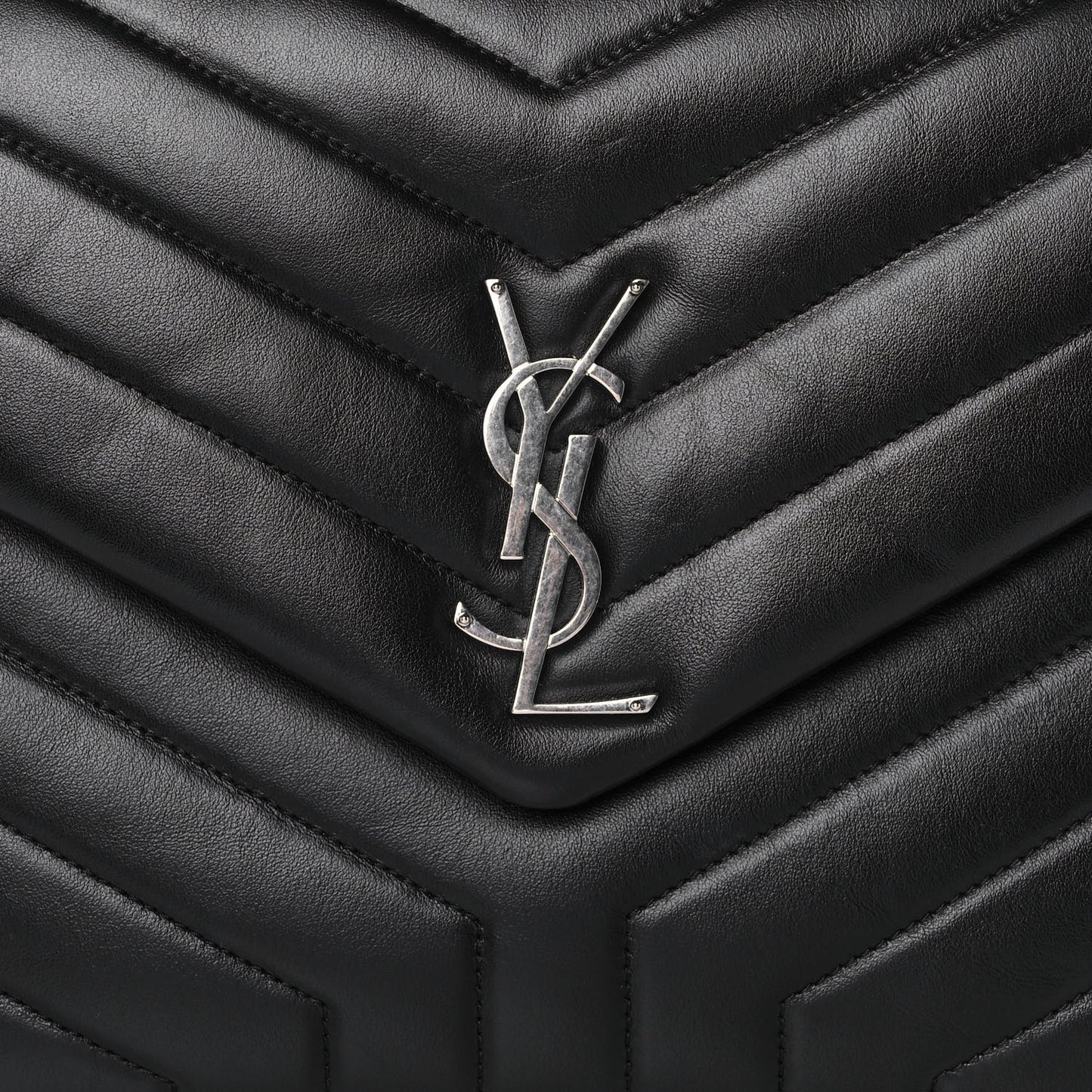 Calfskin Y Quilted Monogram Medium Loulou Chain Satchel Black