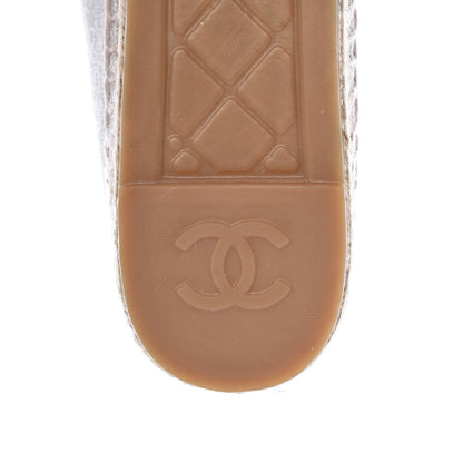 Chanel Linen CC Espadrilles 39 White Black 8 of 11