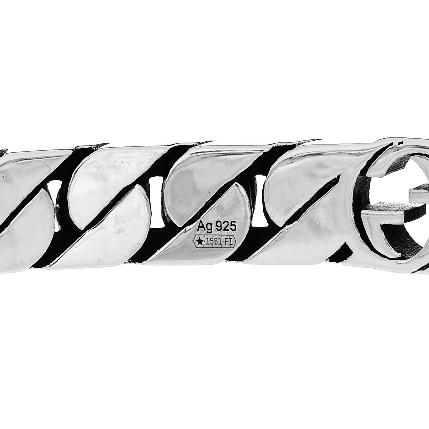 Sterling Silver Interlocking G Cuff Bracelet 17