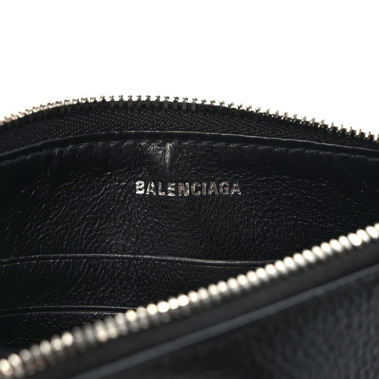 Balenciaga Grained Calfskin Logo Cash Passport Photo ID Zip Holder Black White 6 of 8