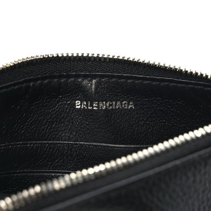 Balenciaga Grained Calfskin Logo Cash Passport Photo ID Zip Holder Black White 6 of 8