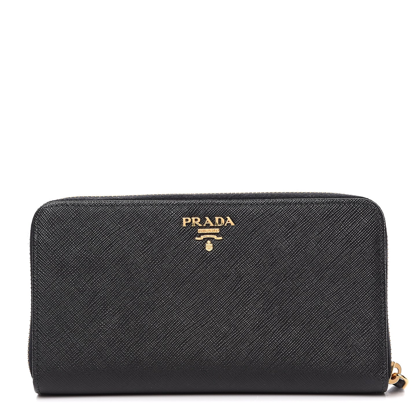Saffiano Metal Zip Around Wallet Black