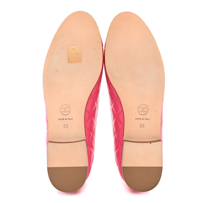 Chanel Lambskin Quilted CC Cap Toe Ballerina Flats 38 Pink 5 of 8