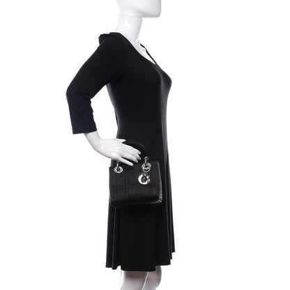 Christian Dior Satin Crystal Cannage Mini Lady Dior Black 2 of 10