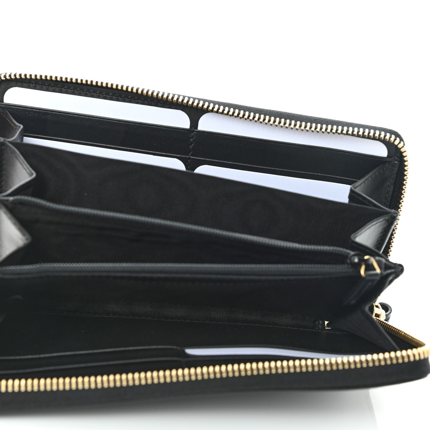 Apollo Calfskin GG Dadini Embroidered Zip Around Wallet Black