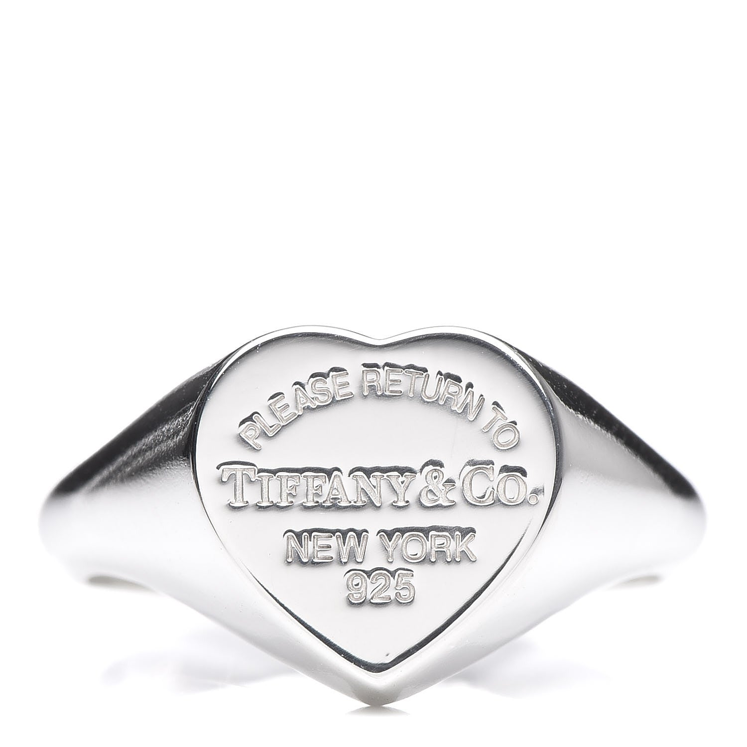 Tiffany Sterling Silver Return to Tiffany Heart Signet Ring 53 6.25 1 of 5